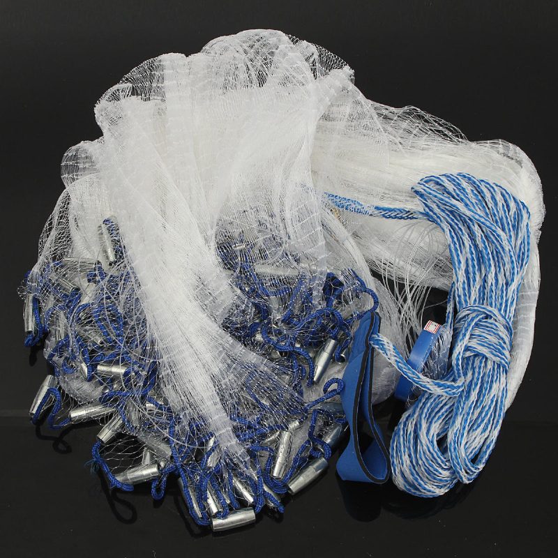 12 X24ft Kalastusverkko Nylon Mono Mesh Easy Throw Hand Casting 7.2m Sinkers