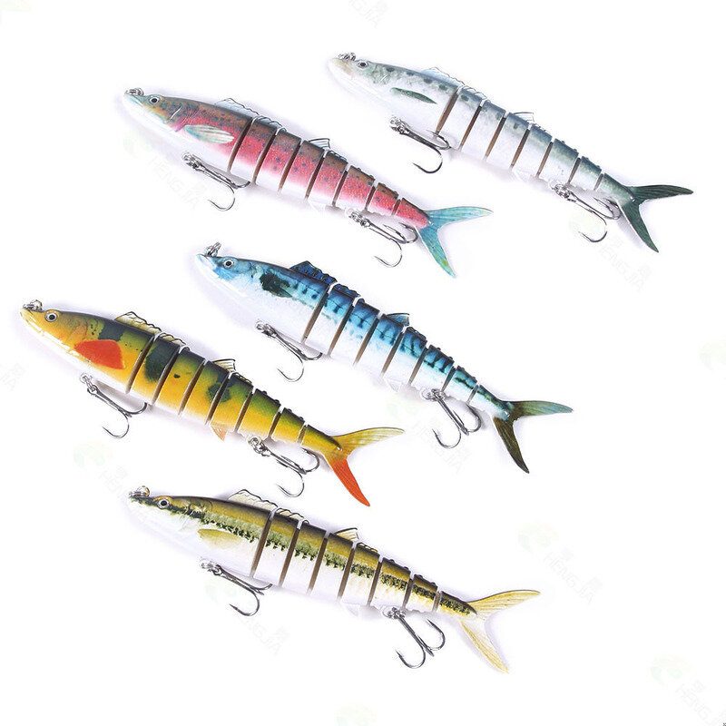 1kpl 17.8cm 38g 8-osaiset Kalastusuistimet Abs Lead Fish Jig -simulaatio Kalan 2 Koukulla