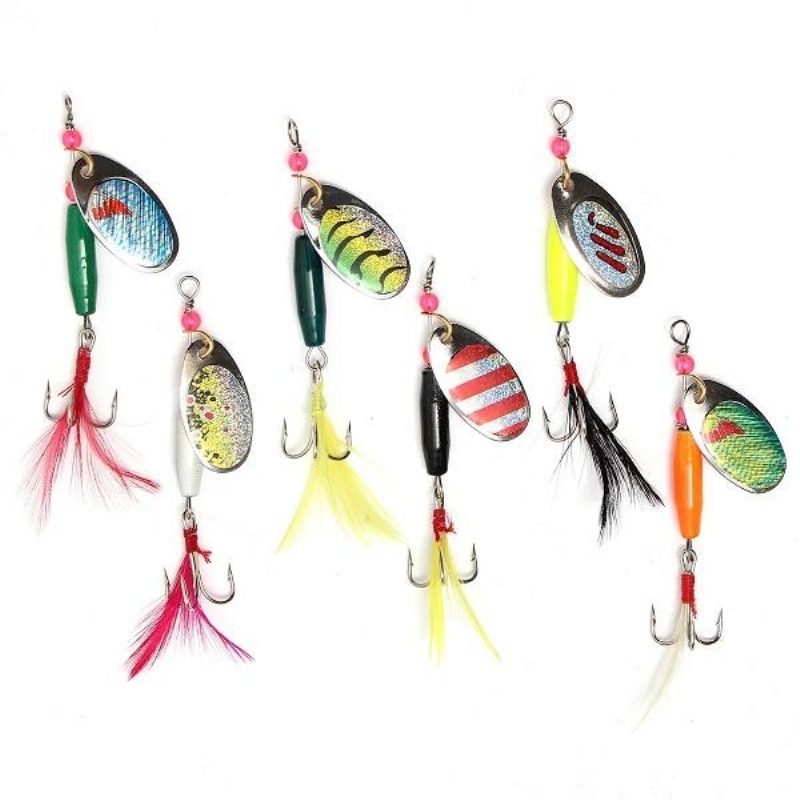 6 Kpl Lusikka Metallikalastusuistimet Crankbaits Bass Tackle Koukut Setti Spinner-syötit