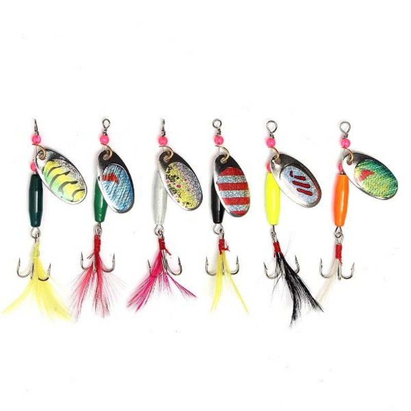 6 Kpl Lusikka Metallikalastusuistimet Crankbaits Bass Tackle Koukut Setti Spinner-syötit