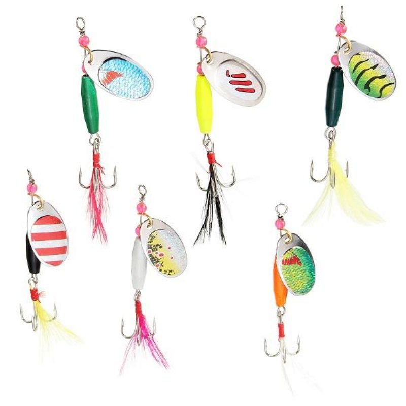 6 Kpl Lusikka Metallikalastusuistimet Crankbaits Bass Tackle Koukut Setti Spinner-syötit