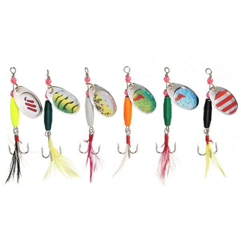 6 Kpl Lusikka Metallikalastusuistimet Crankbaits Bass Tackle Koukut Setti Spinner-syötit