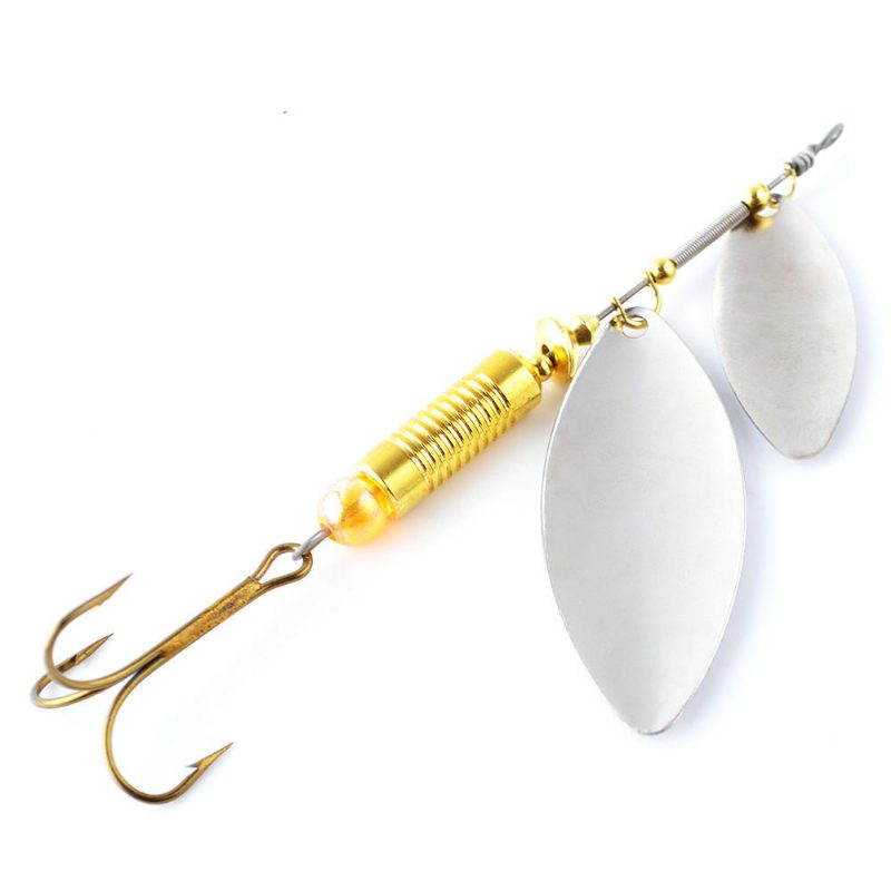 Double Spoon Sequins Bass Lure Bait Minnow Fishing Triple Hook With