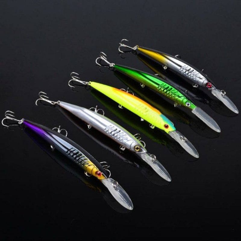 Proberos 12.7 G 14.5 cm Minnow Bait Kalastusuhe Kova Viehe Koukuilla 5 Kpl