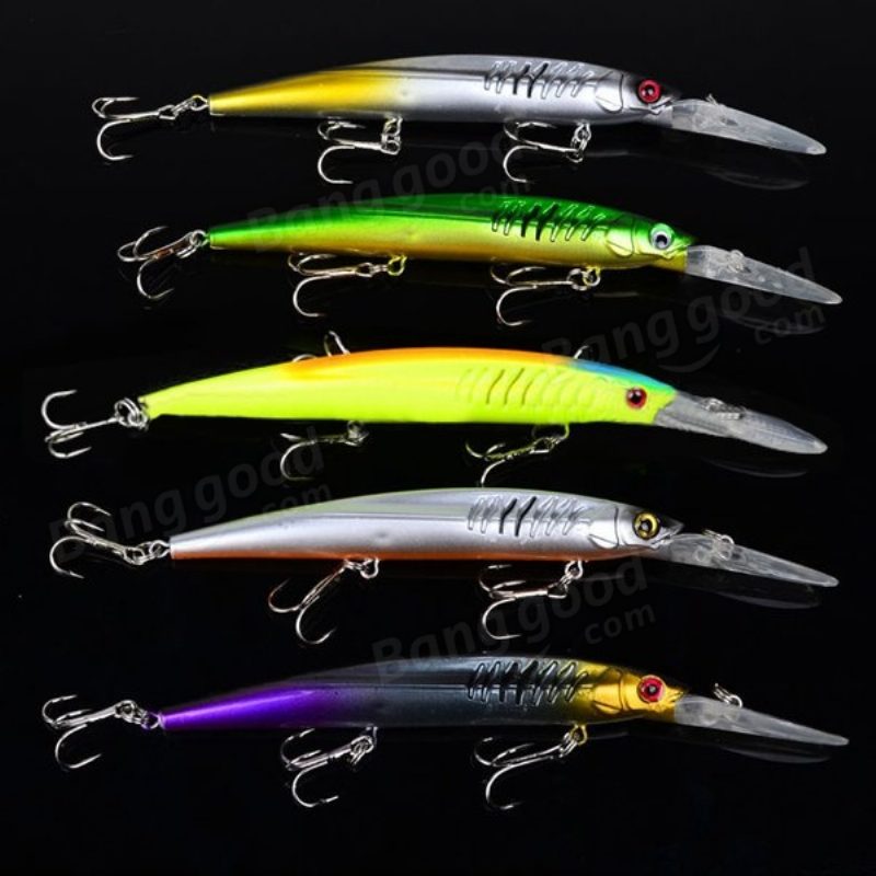 Proberos 12.7 G 14.5 cm Minnow Bait Kalastusuhe Kova Viehe Koukuilla 5 Kpl