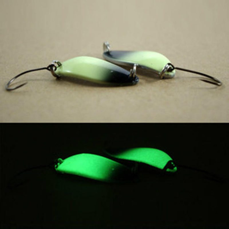 Sequins Lure Bait Luminous Single Hook Spoon Metal Fishing