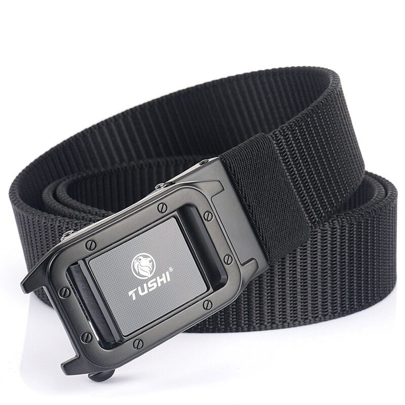 Tushi Metal Press Buckle Belt Miesten Taktinen Vyötärövyö 120cm 3.5cm Vapaa-aika Nylon Punch Ilmainen Automaattinen Solki