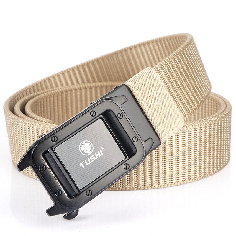 Tushi Metal Press Buckle Belt Miesten Taktinen Vyötärövyö 120cm 3.5cm Vapaa-aika Nylon Punch Ilmainen Automaattinen Solki