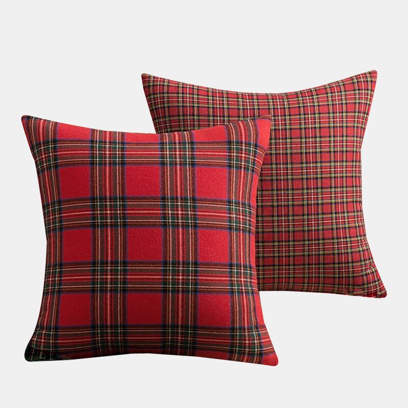 1 Kpl Neliömäinen Tyynyliina Jouluinen Scottish Plaid Throw Vyötärötyynyn Päällinen 18"