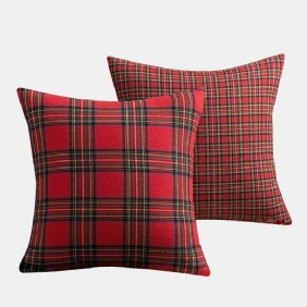 1 Kpl Neliömäinen Tyynyliina Jouluinen Scottish Plaid Throw Vyötärötyynyn Päällinen 18"