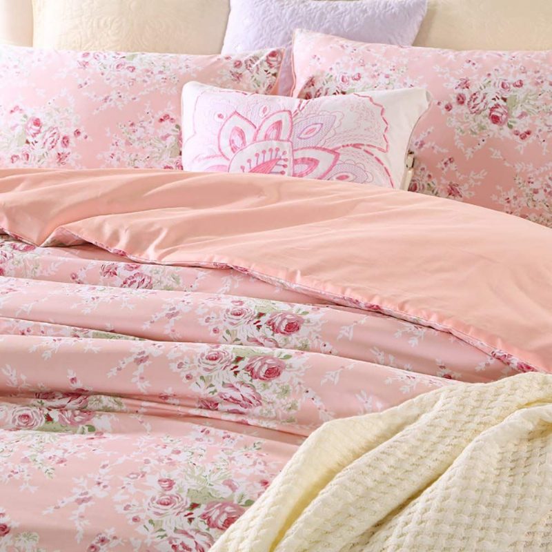 100 % Egyptiläistä Puuvillaa 400 Tc Shabby Floral Pink Peony Vuodevaatteet Setti 3 Kpl