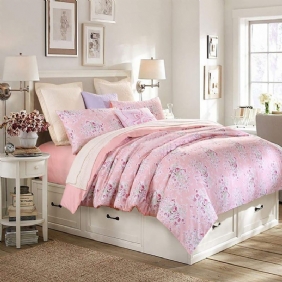 100 % Egyptiläistä Puuvillaa 400 Tc Shabby Floral Pink Peony Vuodevaatteet Setti 3 Kpl