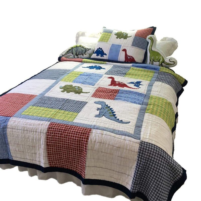 100 % Puuvillaa Dinosaur Patchwork Peittosetti Pojille Lapsille Päiväpeitteet Twin