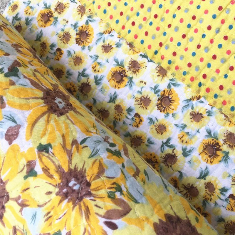 100 % Puuvillaa Pilkullinen Auringonkukka Tilkkutäkki Päiväpeitteet Peittosarjat Queensunflowers