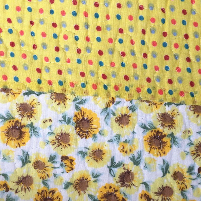 100 % Puuvillaa Pilkullinen Auringonkukka Tilkkutäkki Päiväpeitteet Peittosarjat Queensunflowers