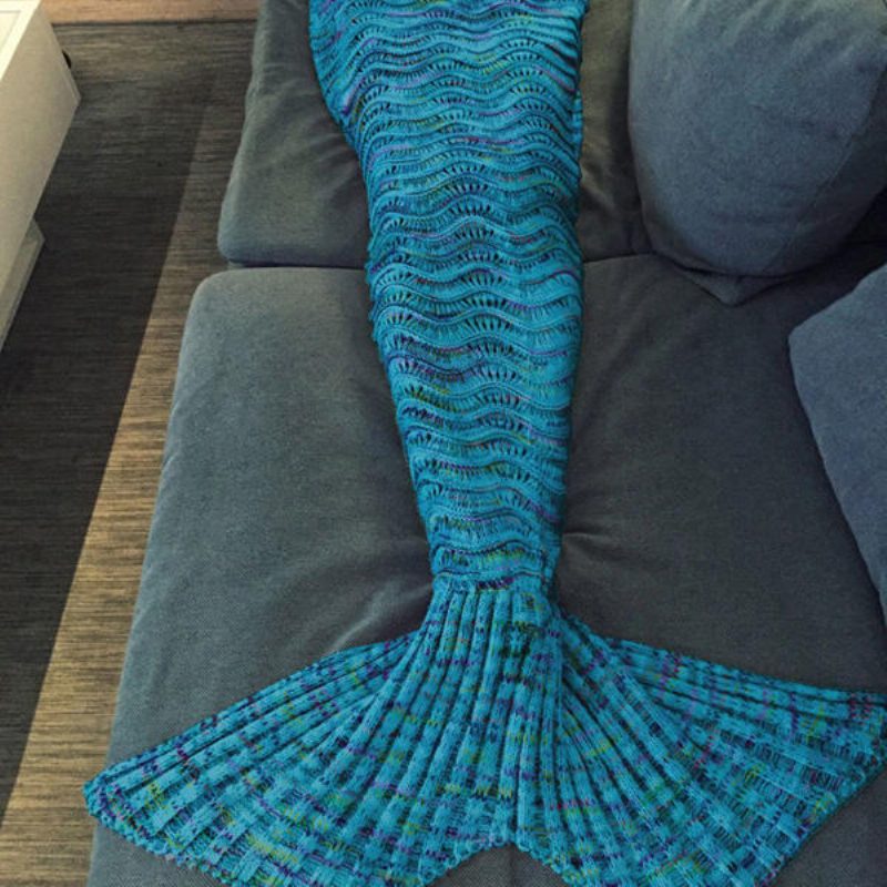 180*90cm Wave Lanka Neule Mermaid Tail Peitto Syntymäpäivälahja Sängyn Matto Makuupussi