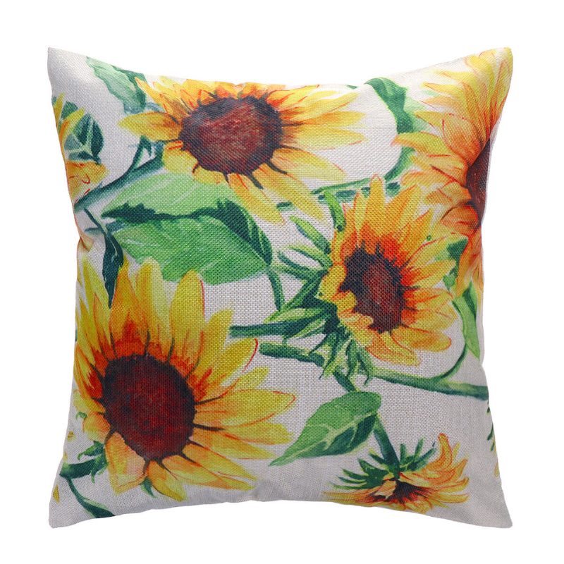 18x18 Tuuman Neliönmuotoinen Pellava Sunflowers Tyynyn Tyynynpäällinen Suojapäällinen