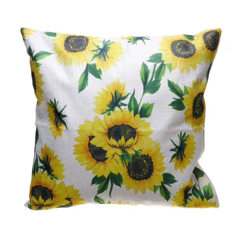 18x18 Tuuman Neliönmuotoinen Pellava Sunflowers Tyynyn Tyynynpäällinen Suojapäällinen