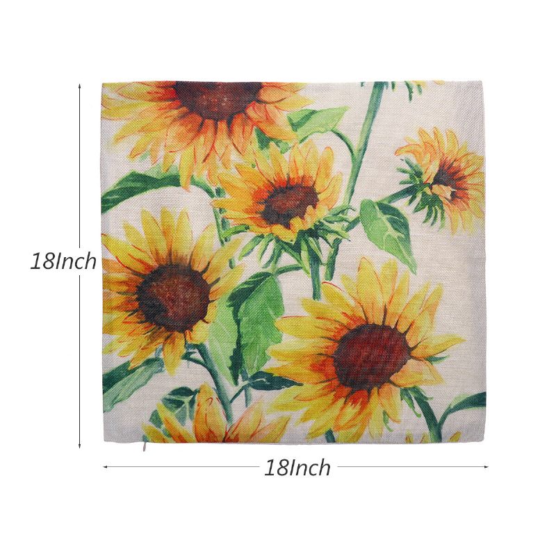 18x18 Tuuman Neliönmuotoinen Pellava Sunflowers Tyynyn Tyynynpäällinen Suojapäällinen