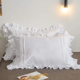 2 Kpl 100 % Puuvilla Ruffle Pillowshams Elegantit Tyynynpäälliset