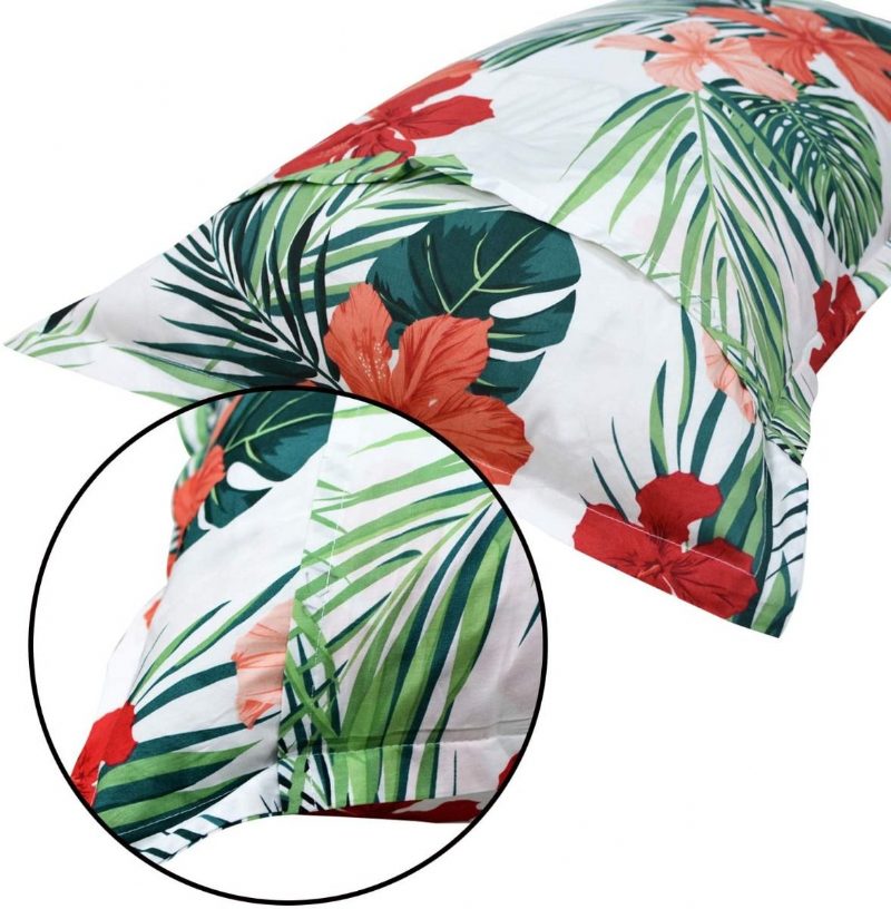 2kpl Havaijilaistyylinen Tyynyvarret Red Hibiscus Palm Leaves Tyynyliinat 100 % Puuvillaa Superpehmeä Hypoallergeeninen Piilovetoketju