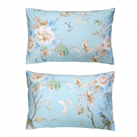 2kpl Maalaistalon Kukkaiset Tyynyliinat 100 % Egyptiläistä Puuvillaa Shabby Blue Bird Print Tyynynvarret Koristeellinen Tyynyliina