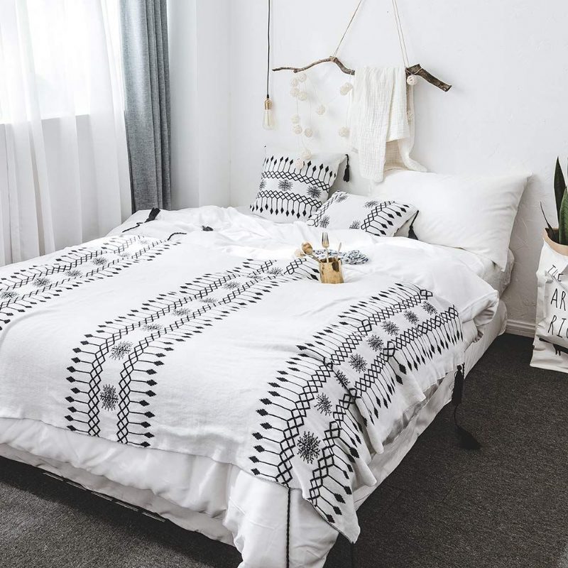 3 Kpl Bohemian Knit Fringe Käännettävä Peitto Ja Tyynynpäällinen Setti