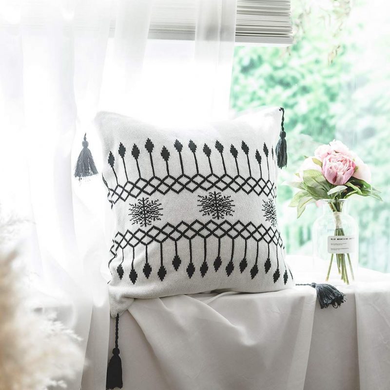 3 Kpl Bohemian Knit Fringe Käännettävä Peitto Ja Tyynynpäällinen Setti