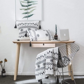 3 Kpl Bohemian Knit Fringe Käännettävä Peitto Ja Tyynynpäällinen Setti