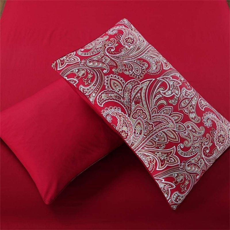 3 Kpl Luxury Paisley Vuodevaatteet Setti Burgundy Color Bohemian Damask 800tc 100% Egyptiläistä Puuvillaa Pussilakana