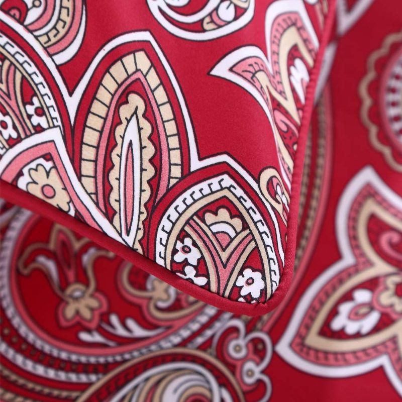 3 Kpl Luxury Paisley Vuodevaatteet Setti Burgundy Color Bohemian Damask 800tc 100% Egyptiläistä Puuvillaa Pussilakana