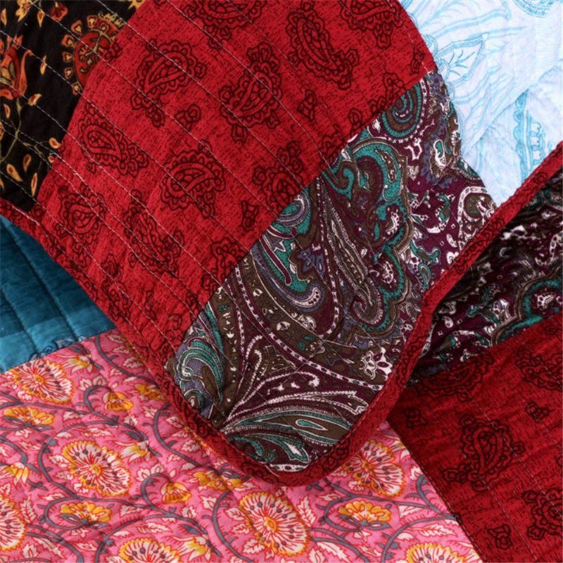 3 Kpl Luxury Quilt Bohemian Cotton Patchwork Tikattu Peitto Päiväpeitesetti Kirkas Vibrant Kukkainen Paisley Vuodevaatteet Setti Queen