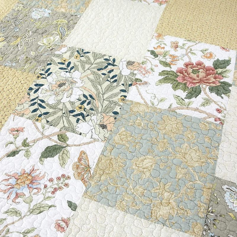 3 Kpl Queen Size -peittosetti Farmhouse Rose Kukkaistuva Päiväpeitesetti Romanttinen Pieni Kukka Patchwork Kevyt Peittosarja