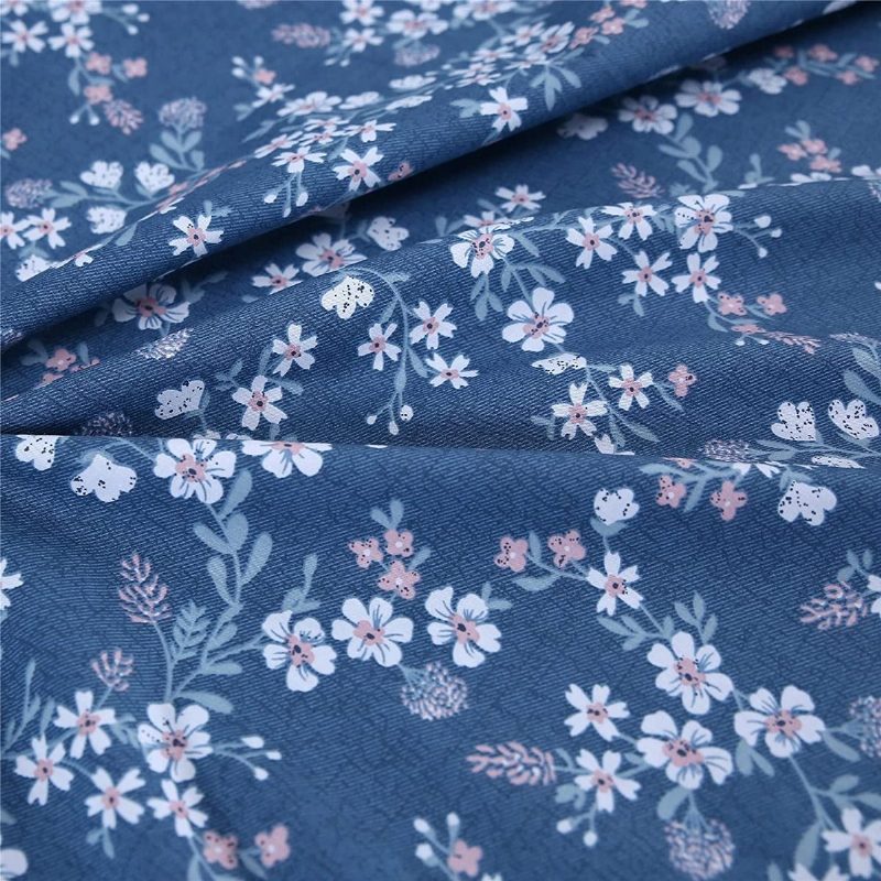 3 Kpl Vintage Shabby Blue Kukkainen Vuodevaatteet Setti 100 % Puuvillaa Elegantti Pieni Kukka Maalaistalon Pussilakana Vetoketjulla