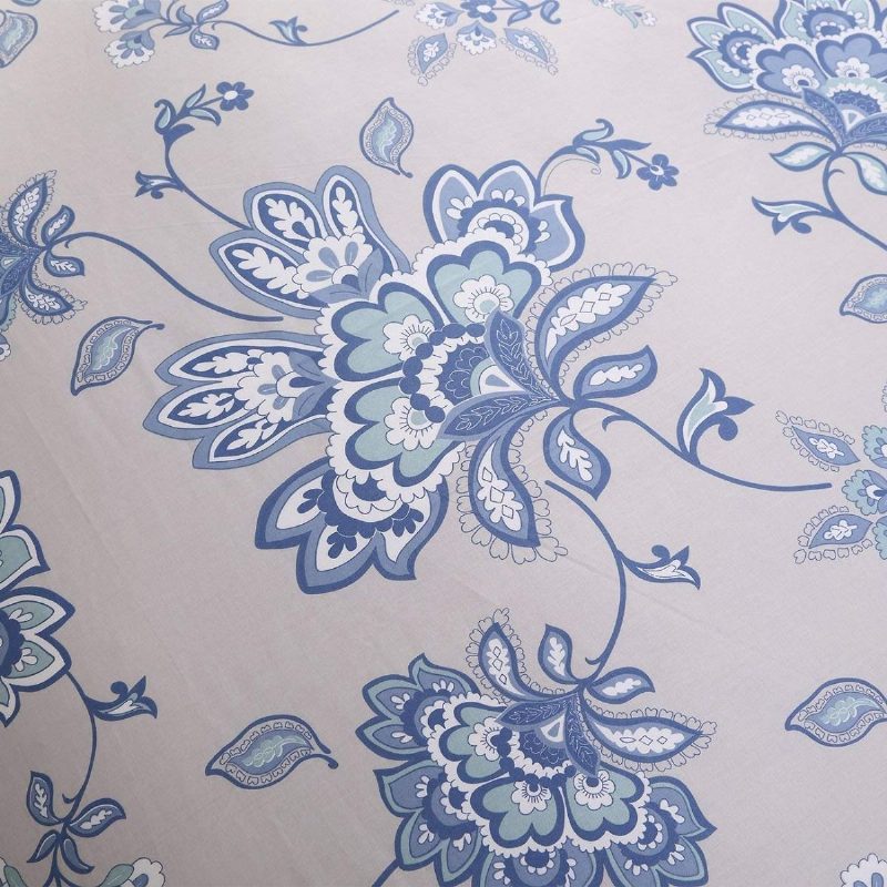 3 Kpl Ylellinen Kukkainen Vuodevaatteet Setti Blue Flowers Design 800 Lankaluku 100 % Puuvillaa Pussilakana