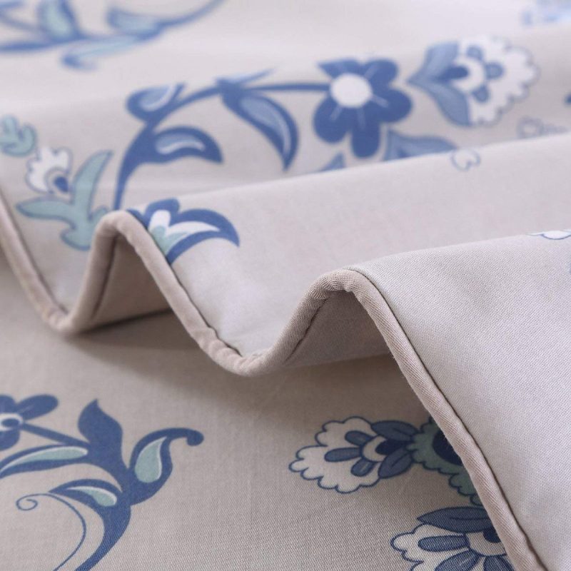 3 Kpl Ylellinen Kukkainen Vuodevaatteet Setti Blue Flowers Design 800 Lankaluku 100 % Puuvillaa Pussilakana