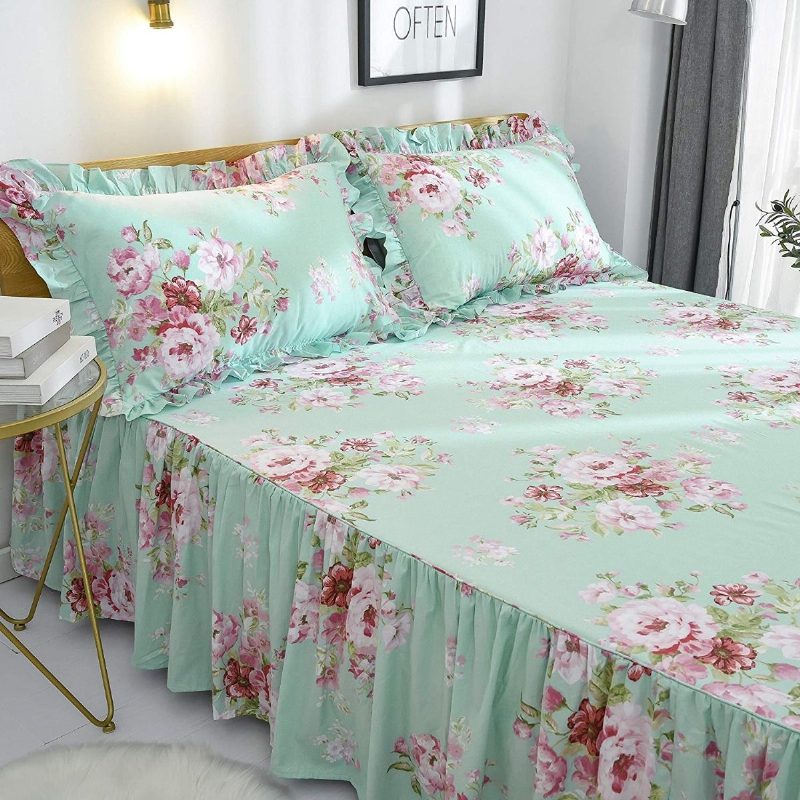 4 Kpl Farmhouse Shabby Pink Floral Chic Vuodevaatesarja