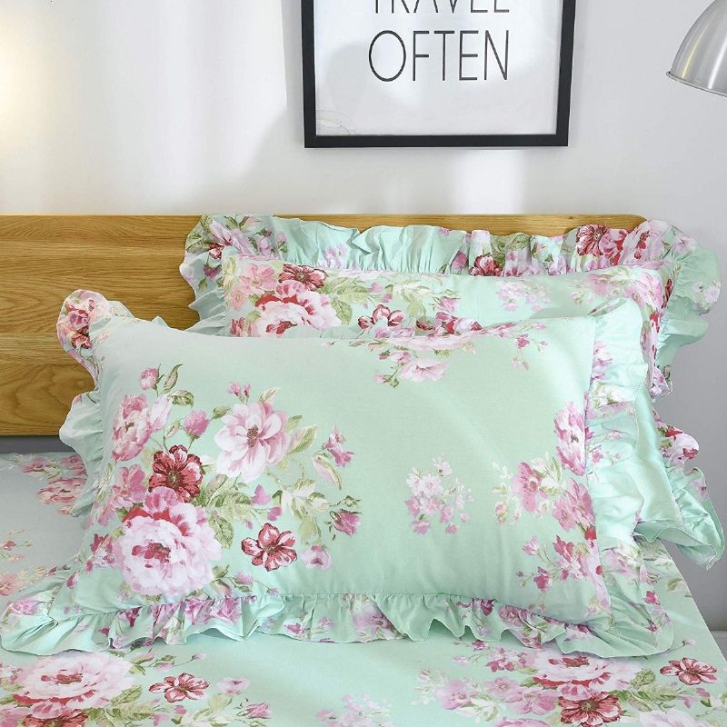 4 Kpl Farmhouse Shabby Pink Floral Chic Vuodevaatesarja