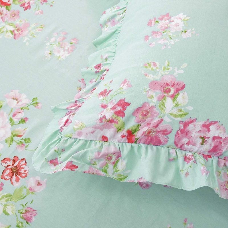 4 Kpl Farmhouse Shabby Pink Floral Chic Vuodevaatesarja