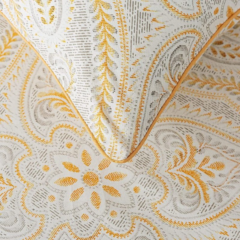 4 Kpl Luxury Gold Paisley -lakanat Klassinen Damask Vuodesetti 100 % Puuvilla Hengittävä Ultra Pehmeä Hypoallergeeninen Deep Pocket -sovitettu Lakana