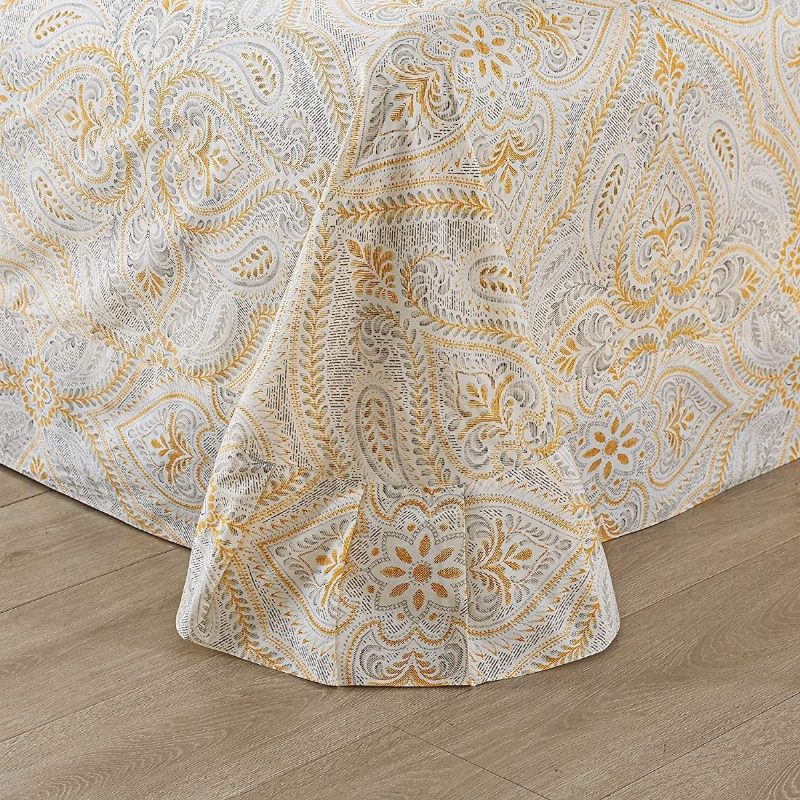 4 Kpl Luxury Gold Paisley -lakanat Klassinen Damask Vuodesetti 100 % Puuvilla Hengittävä Ultra Pehmeä Hypoallergeeninen Deep Pocket -sovitettu Lakana