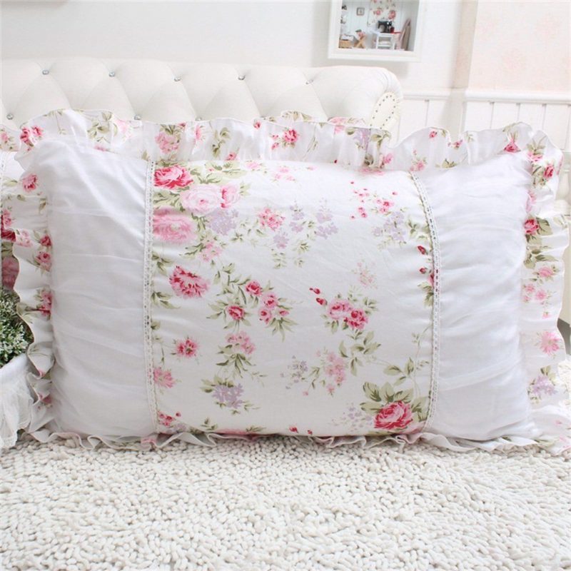 4 Kpl Shabby Rose Kukkainen Vuodevaatteet Setti Elegant Country Style Ruffles Girls 100 % Puuvillaa Pussilakana