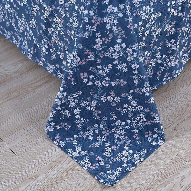 4 Kpl Vintage Shabby Blue Kukkainen Vuodevaatteet Setti 100 % Puuvillaa Elegantti Tiny Flowers Maalaistalon Lakanat Syvällä Taskussa