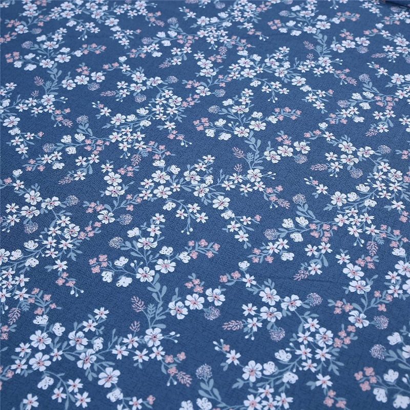 4 Kpl Vintage Shabby Blue Kukkainen Vuodevaatteet Setti 100 % Puuvillaa Elegantti Tiny Flowers Maalaistalon Lakanat Syvällä Taskussa