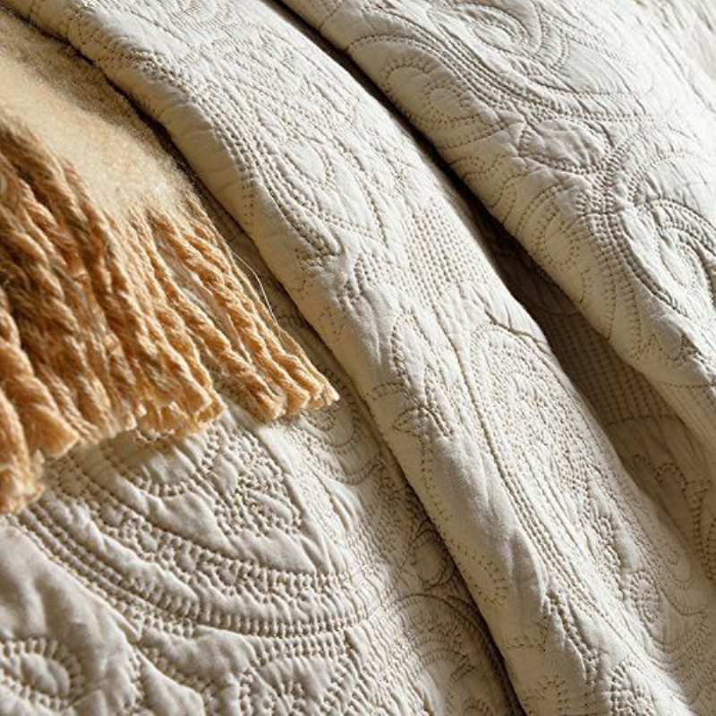 Beige Vintage Kukkapeittosetti Queen-size-peittosetti (beige Paisley)