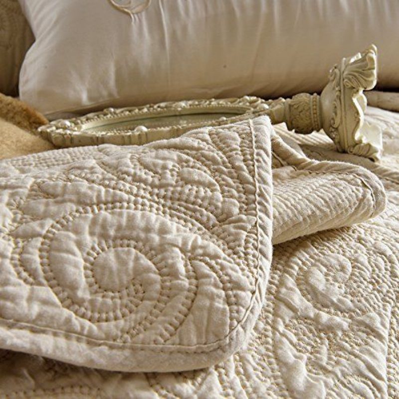 Beige Vintage Kukkapeittosetti Queen-size-peittosetti (beige Paisley)