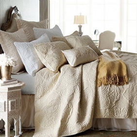 Beige Vintage Kukkapeittosetti Queen-size-peittosetti (beige Paisley)