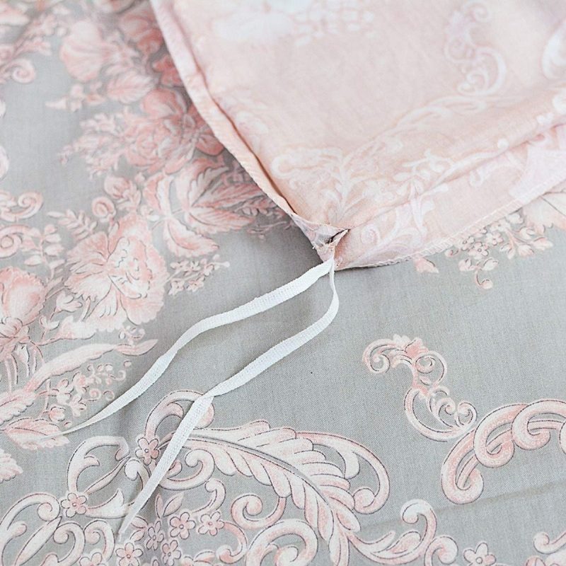 Blush Pink Girls Vuodevaatteet Setti 100% Puuvillaa Damask Kukkaiset Vetoketjullinen Pussilakana