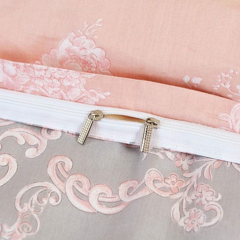 Blush Pink Girls Vuodevaatteet Setti 100% Puuvillaa Damask Kukkaiset Vetoketjullinen Pussilakana