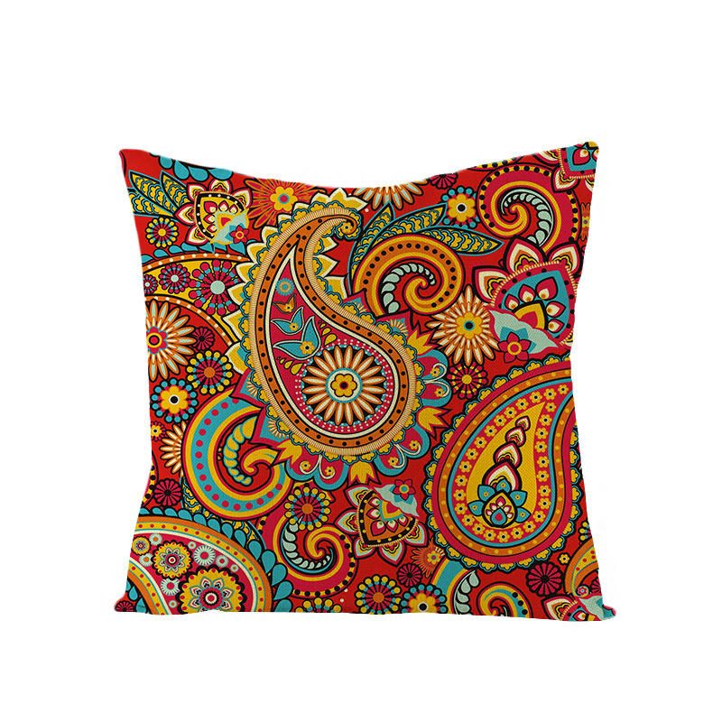 Boheemi Mandala Folk Geometrinen Tyyli Pellava Tyynyliina Kotisohva Art Decor Tyynynpäällinen